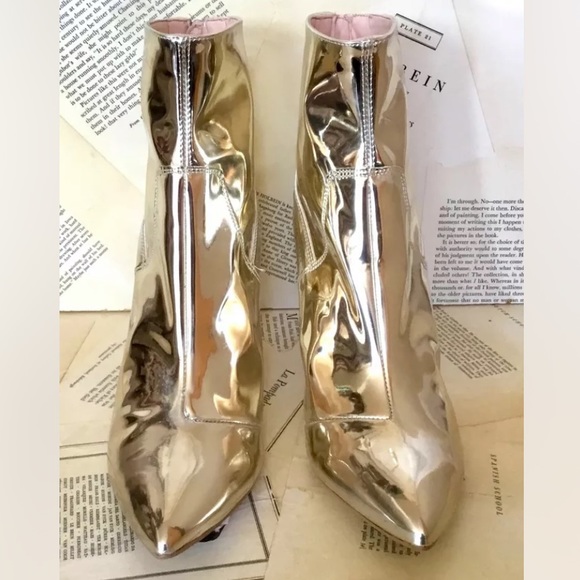 Free People Shoes - Free People Vegan Ankle Boot Metallic Gold